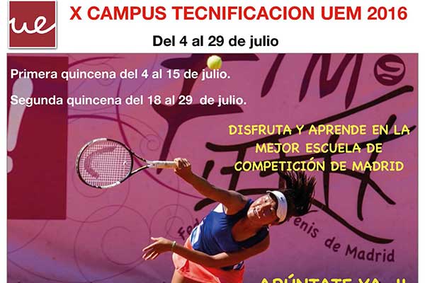 Abierto del plazo de inscripción para el campus de tecnificación de tenis UEM 2016