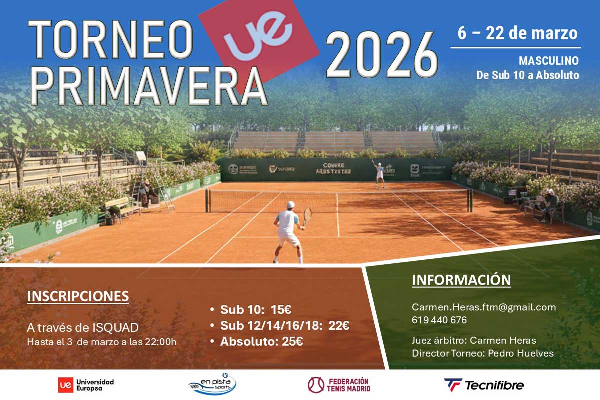 Abierto del plazo de inscripción para el Torneo de primavera de tenis UE 2026